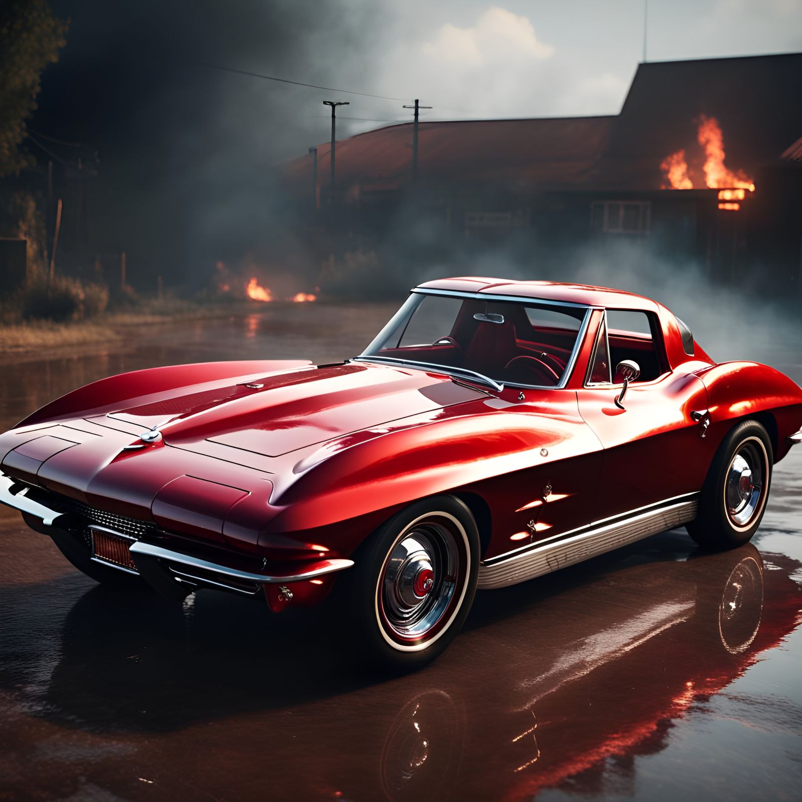 The Devil's Crimson Corvette Stingray Hotrod