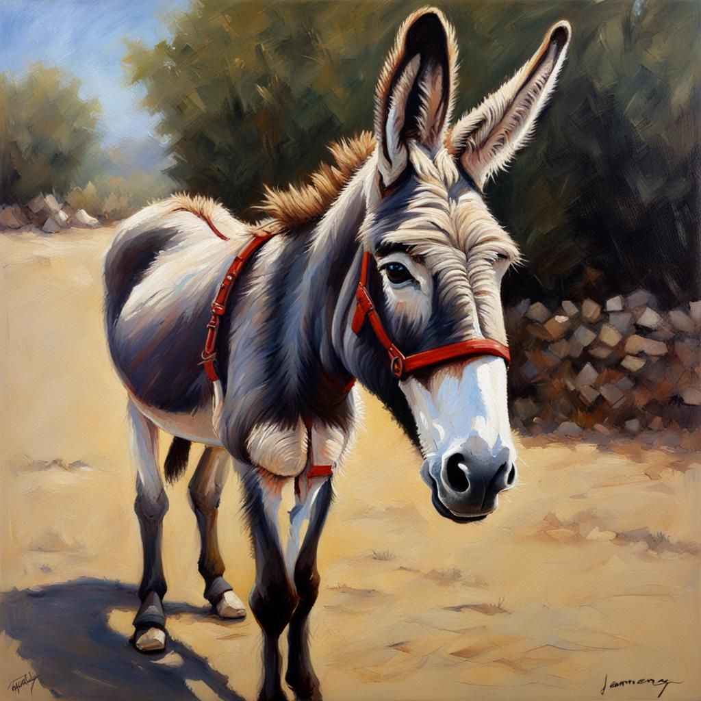 Donkey in Oil Paint Style