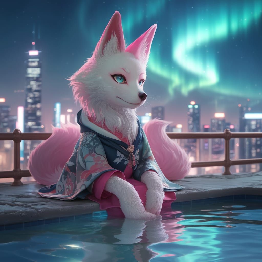 Sakura Fox in Neon City: 3D Anime Art