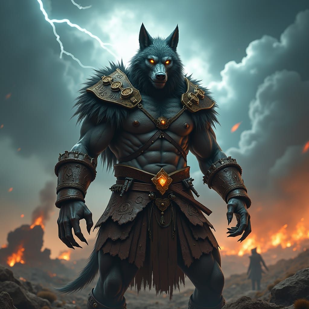 Viking Werewolf Warrior in Fantasy Art Style