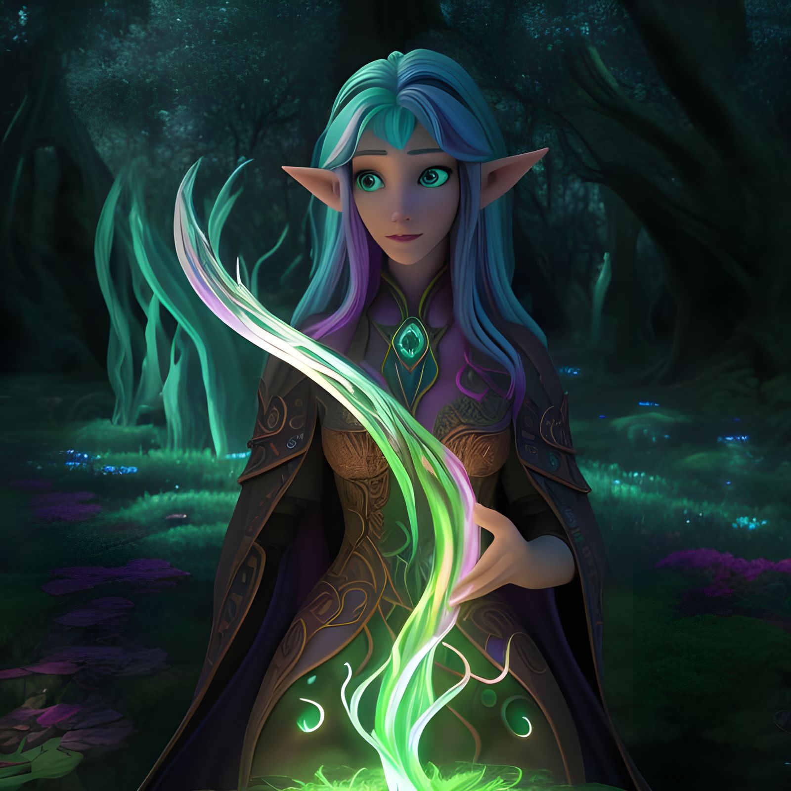 Enchanted Elf Portrait in High-Fantasy Style