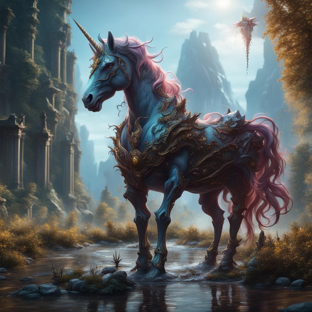 Fantastical Sick Unicorn Matte Painting