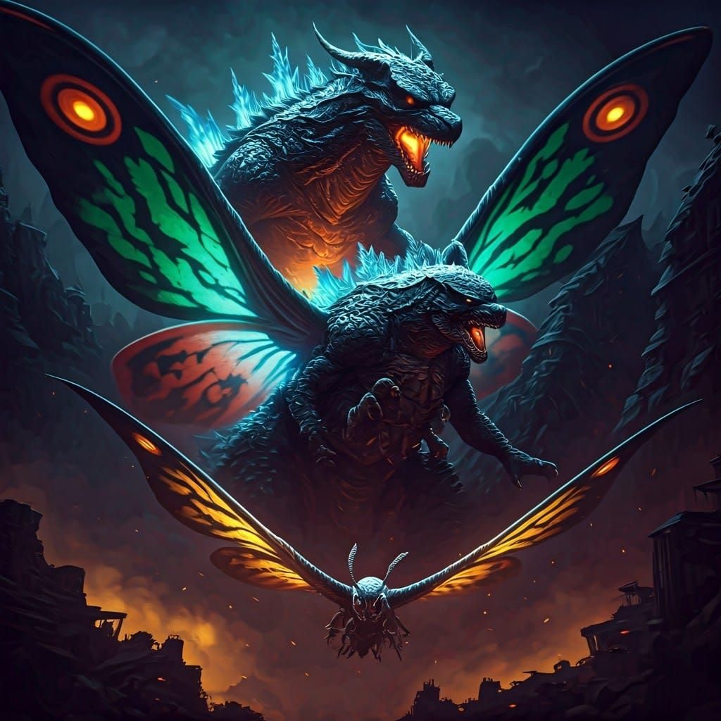 Mothra and Godzilla Confront King Ghidorah