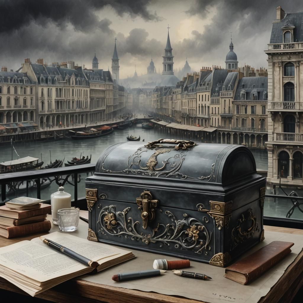 Elegant Venetian Box in Traditional Library