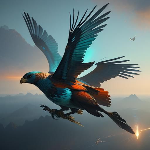 Dynamic Flight: Hyperdetailed Digital Concept Art
