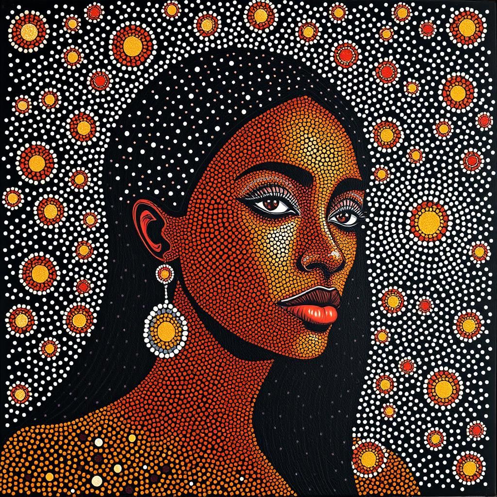 Wandjina Inspired Aboriginal Dot Painting Portrait