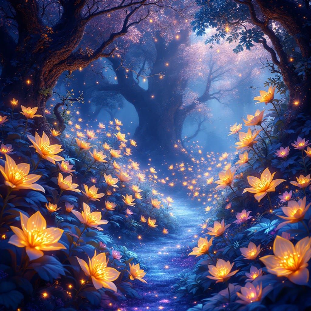 Dreamlike Forest in Iridescent Splendor