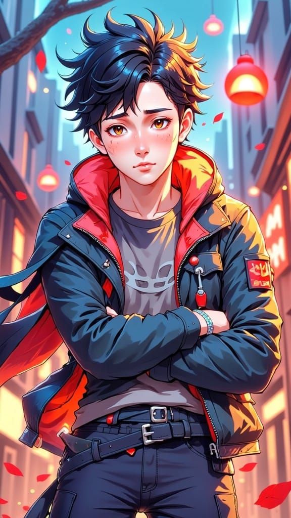 Sorrowful Anime Boy Weeping with Open Eyes