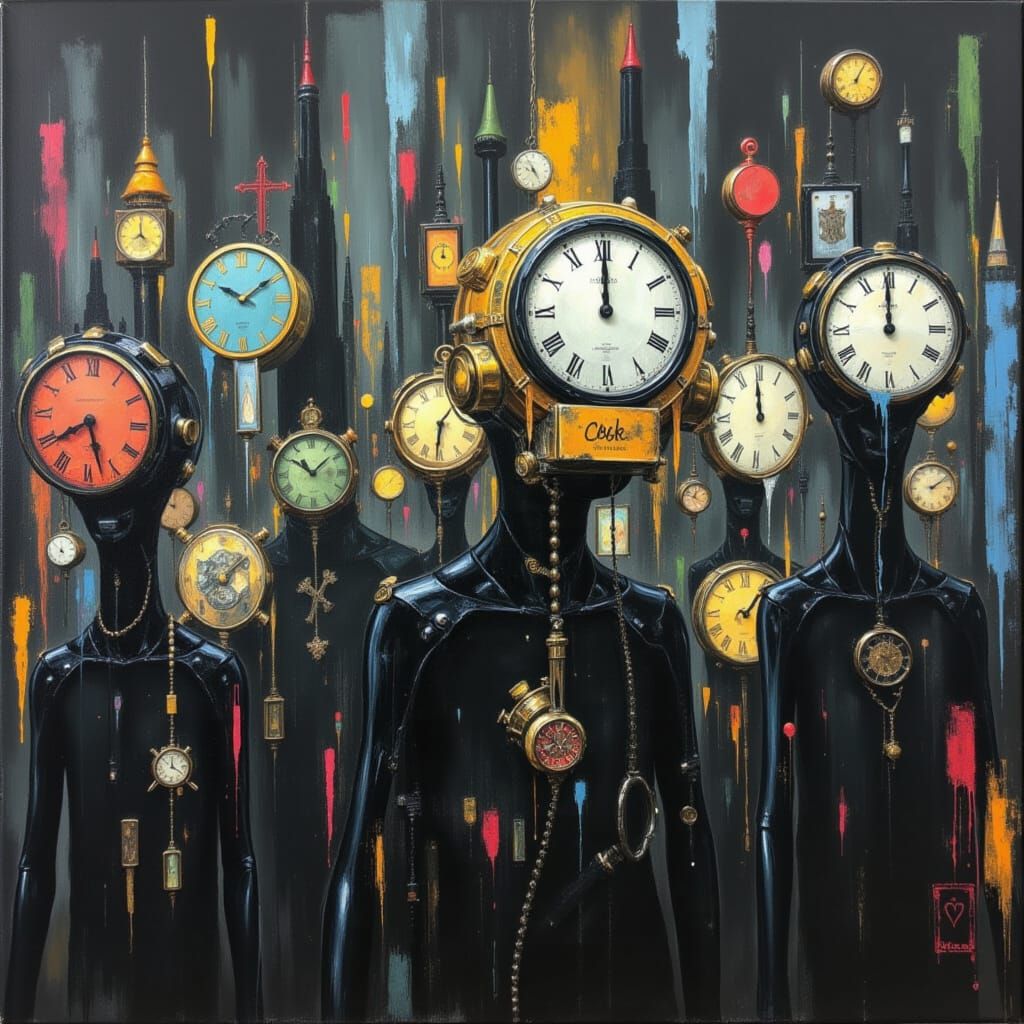 Clockwork City: Silhouettes with Clock Faces