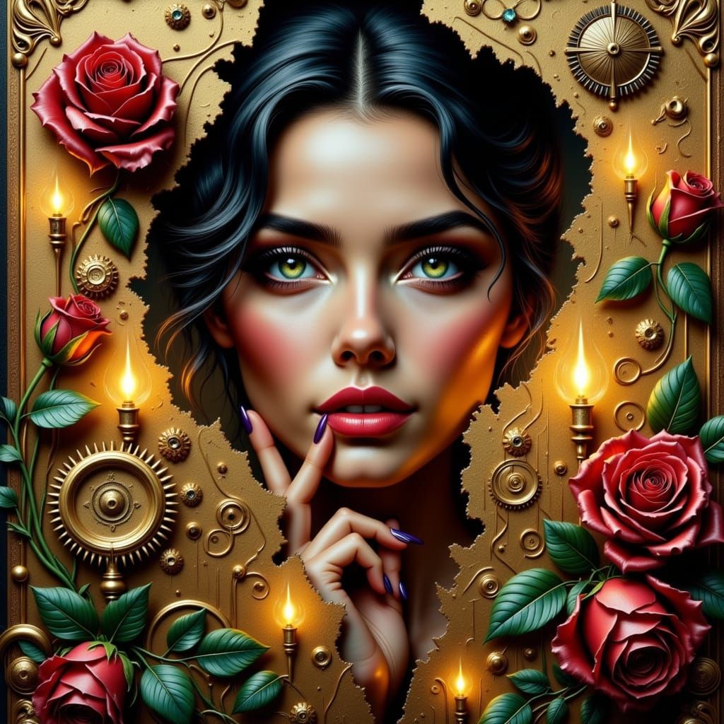 Mystical Woman Steps into Golden Light