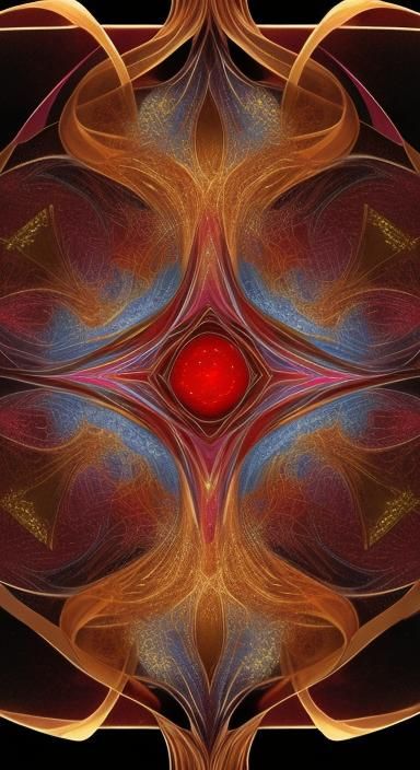 4k res symmetrical fractal random art effect and still motion illusion effect 33 layers multi-color all different reds l...