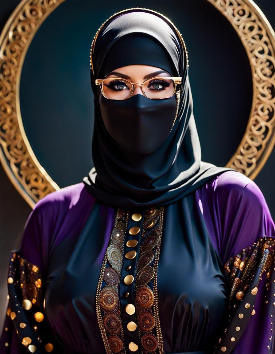 Middle Eastern Woman Portrait in Alcohol Ink Style