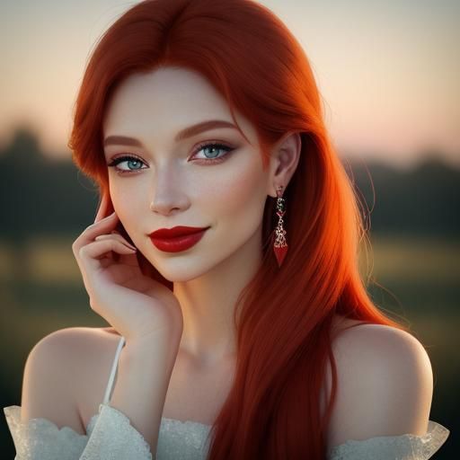 Stunning Red-Haired Woman in Vibrant Oil Portrait