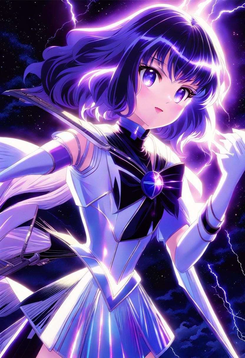 Iridescent Sailor Saturn in Anime Style