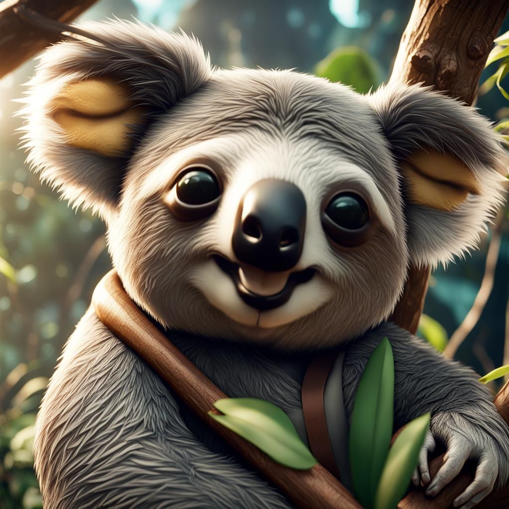Sloth-Koala Hybrid in 3D Game Cinematic Style