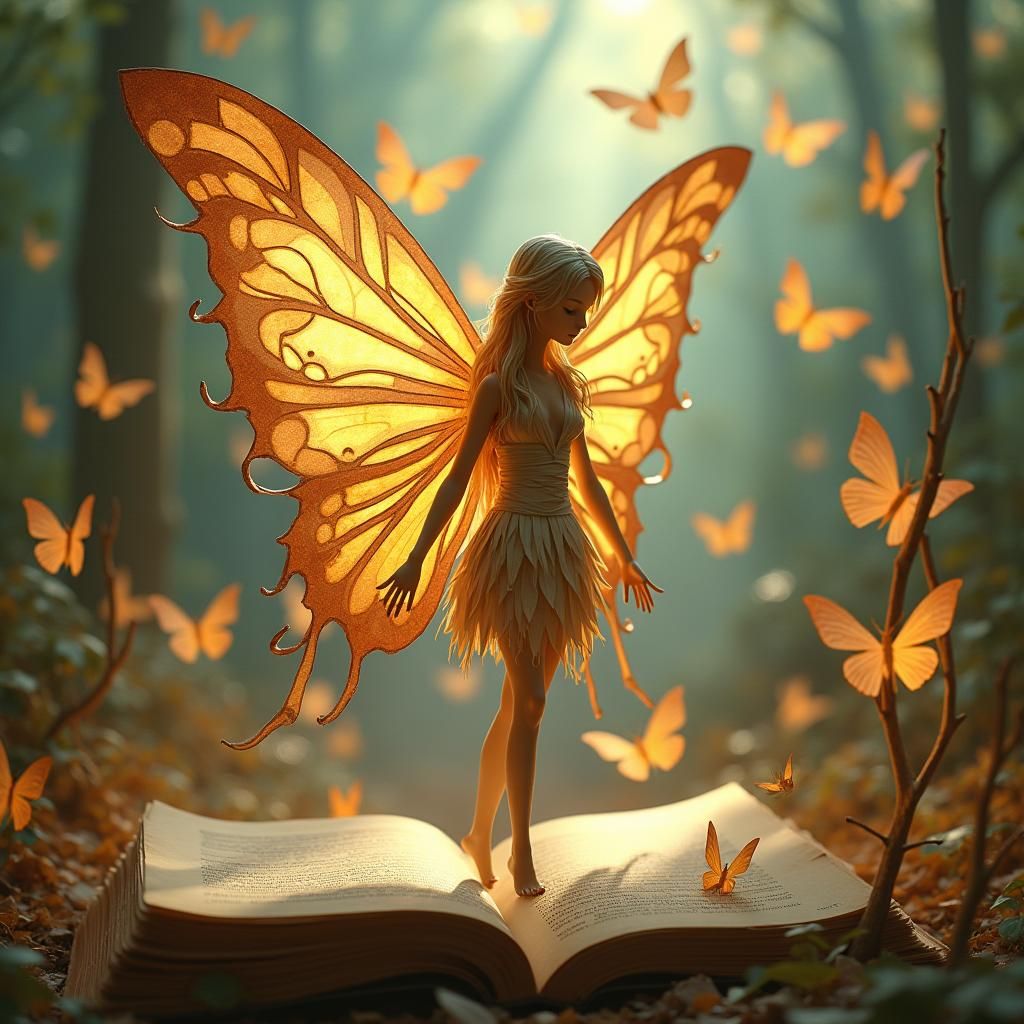 Paper Fairy in Dreamy Symbolist Style