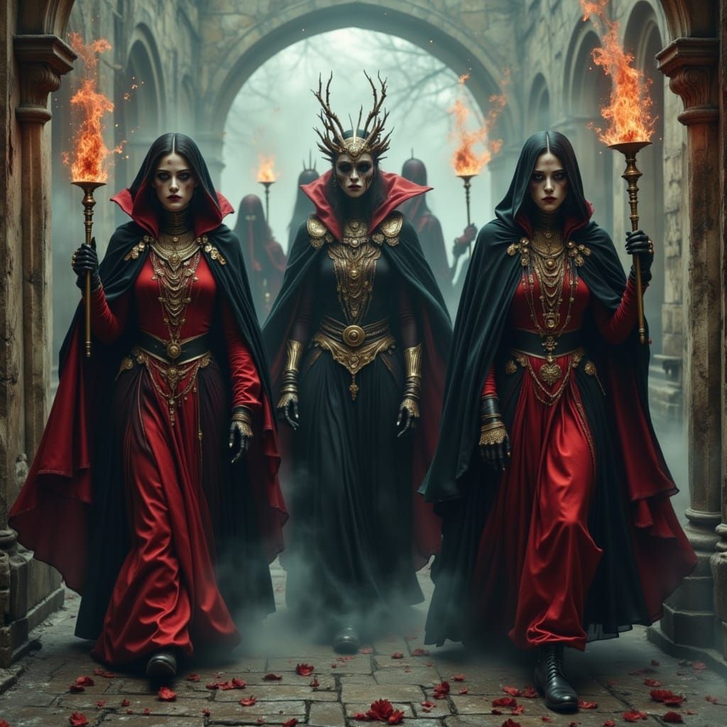 Vampire Procession in Dark Romantic Style