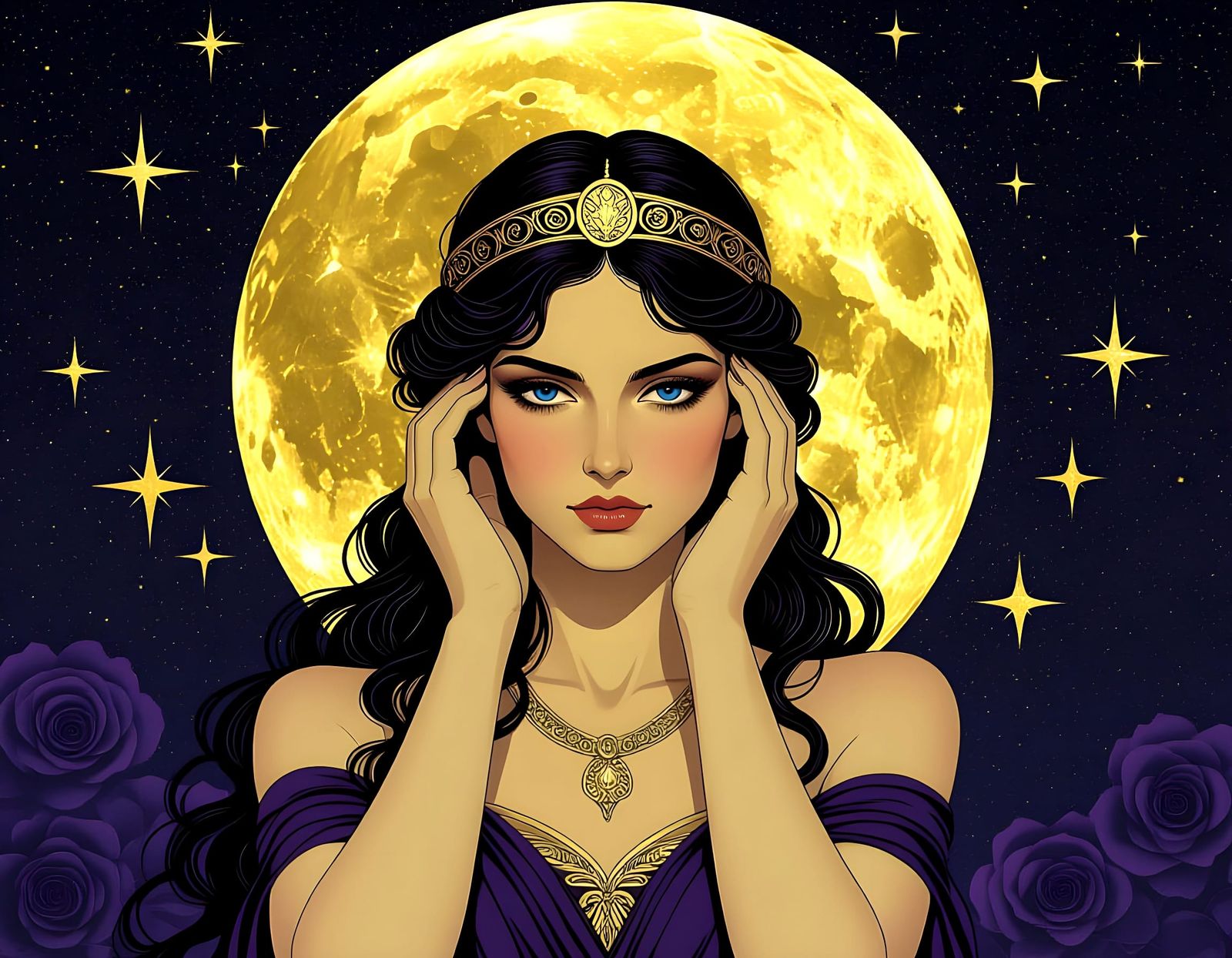 Surreal Collage of Artemis in Space