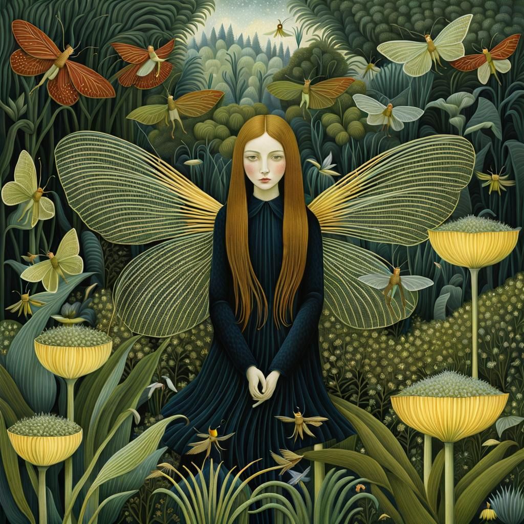 Fairies in a Fly Magnet Garden: Digital Art Collage