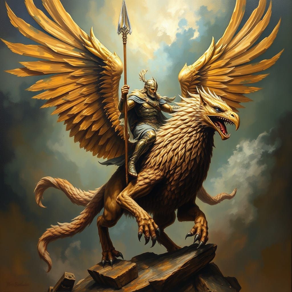 Warrior on a Majestic Griffin