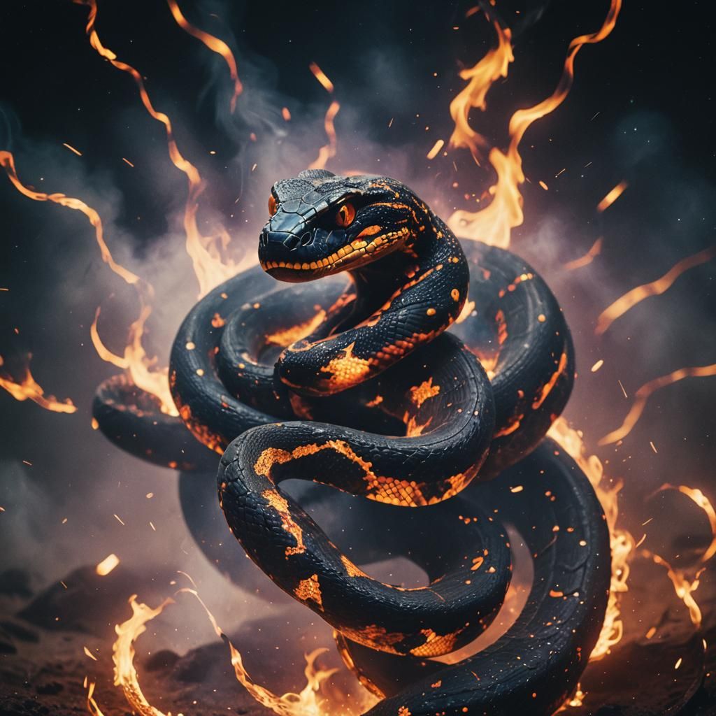 Fiery Serpent of Cosmic Dust and Flames