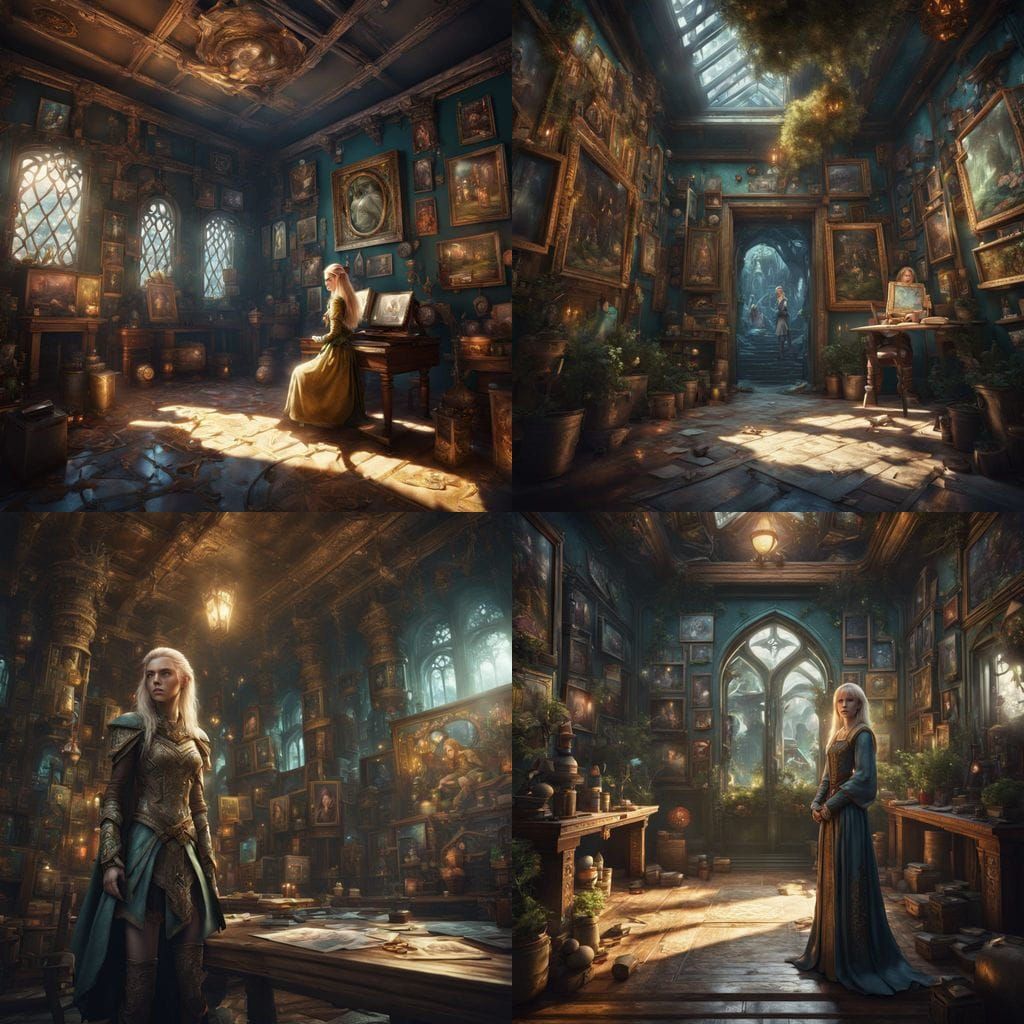 Blond Elf Woman Imprisoned in Fantasy Art