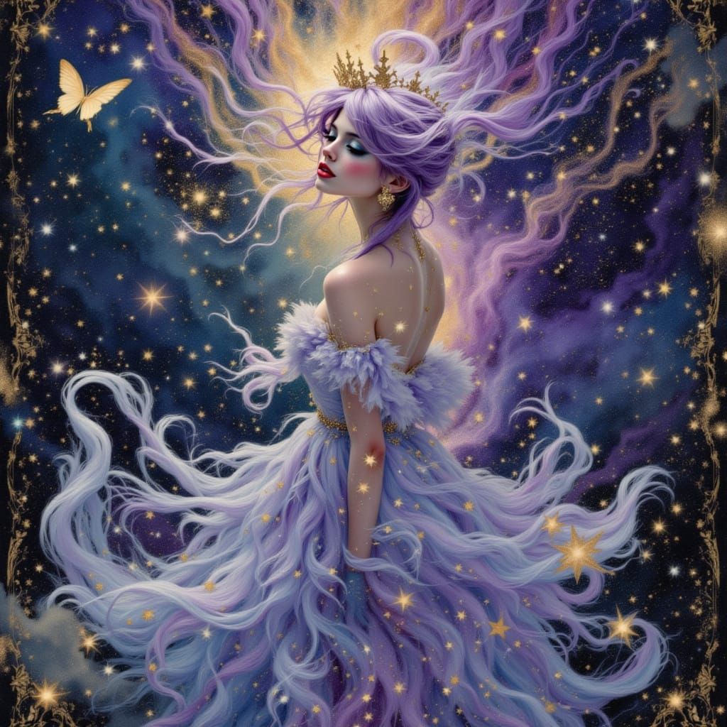 Regal Cosmic Princess in Dreamy Portrait Style