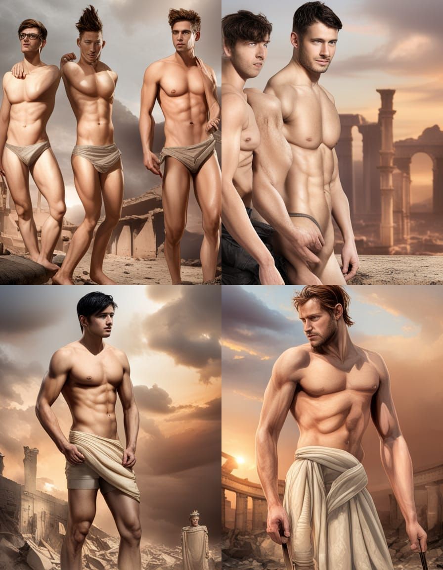 Muscular Ancient Roman Warriors in Photo Realistic Loincloth...