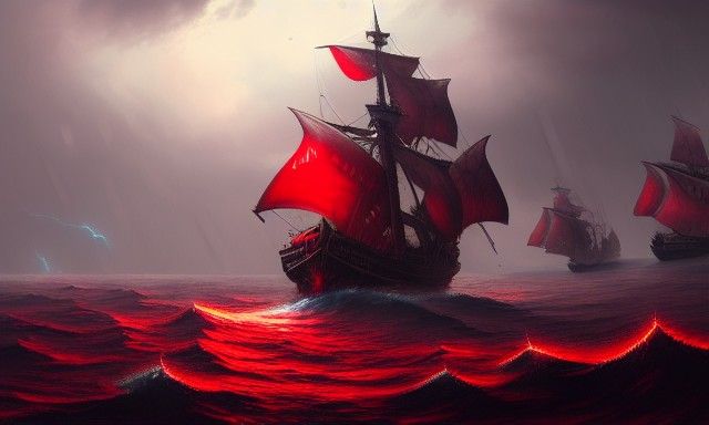 Blood Red Sails Fleet on Stormy Seas