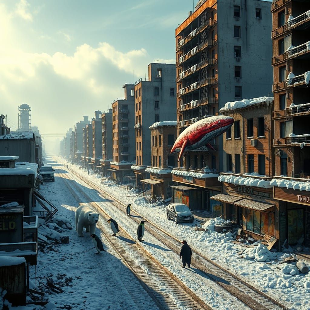 Eerie Post-Apocalyptic Winter Wonderland in Hyperrealistic S...
