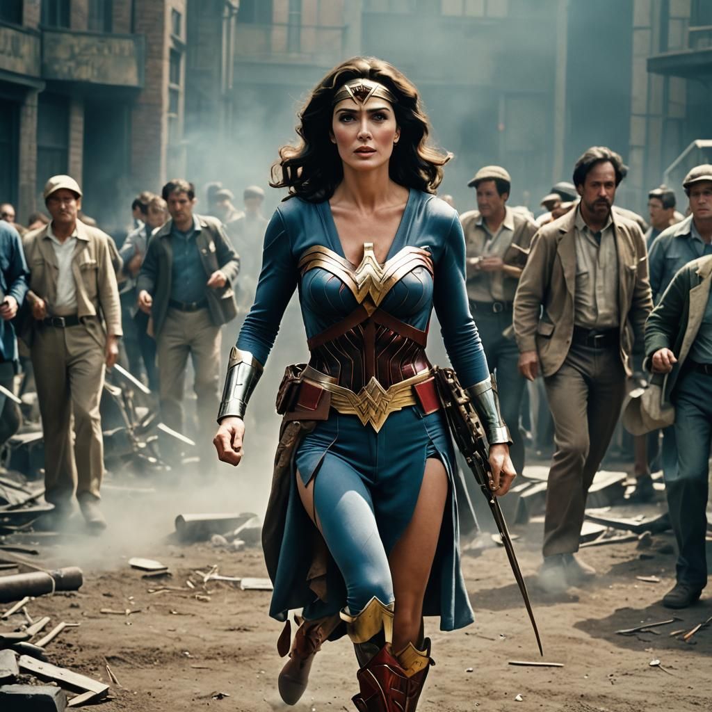 Wonder Woman Captured by Scientists: A Cinematic Still