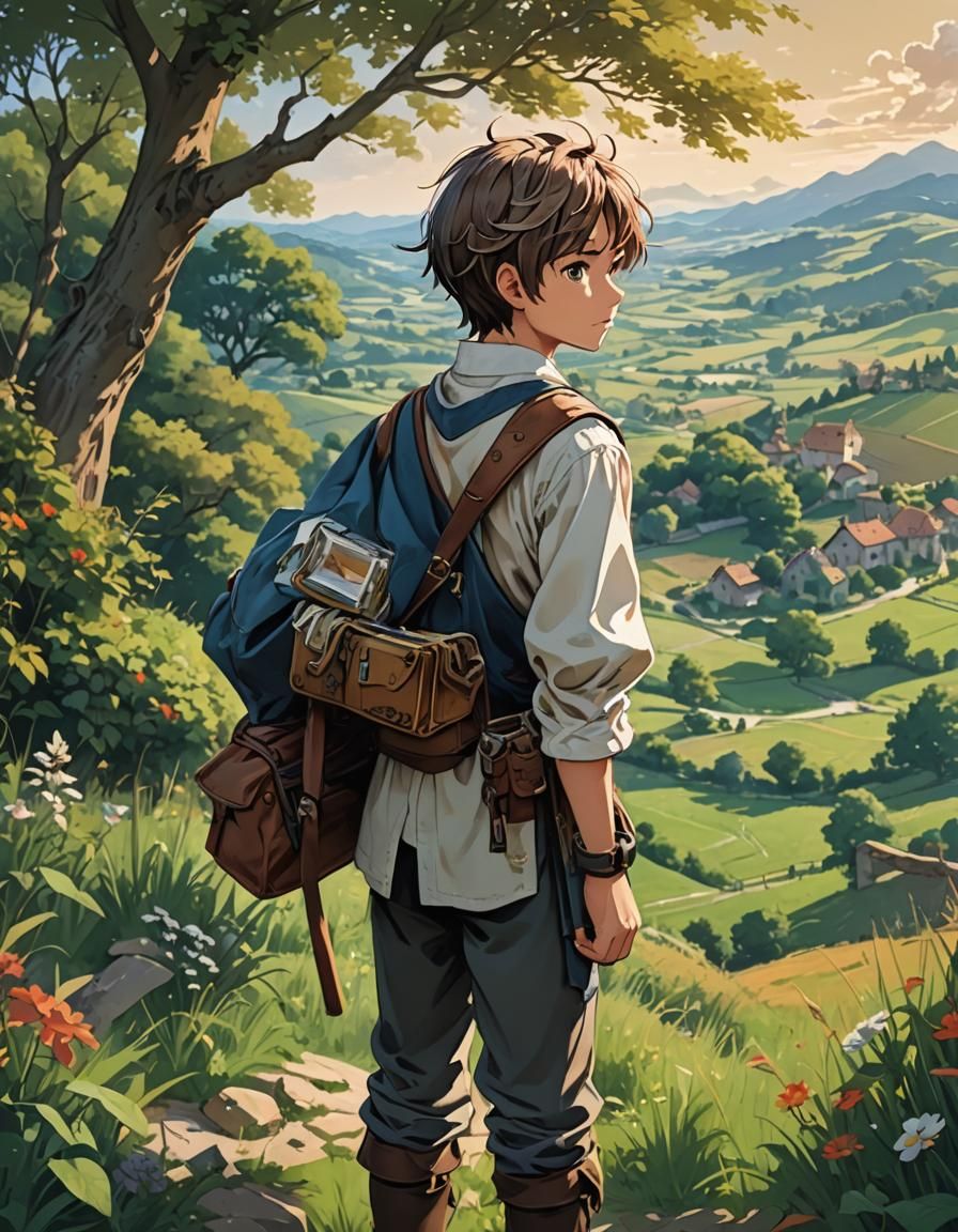 Renaissance Boy Painter in Anime Style