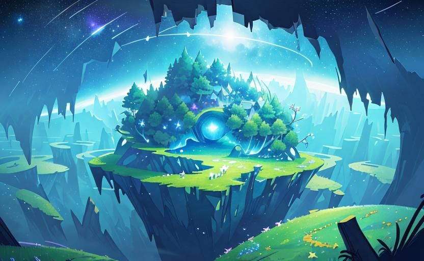 Surreal Warped Landscape with Burning Maze