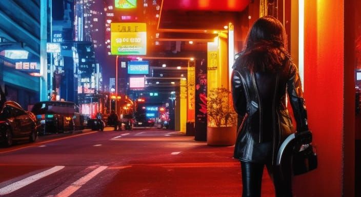 Cyberpunk Motorcycle Graffiti Art