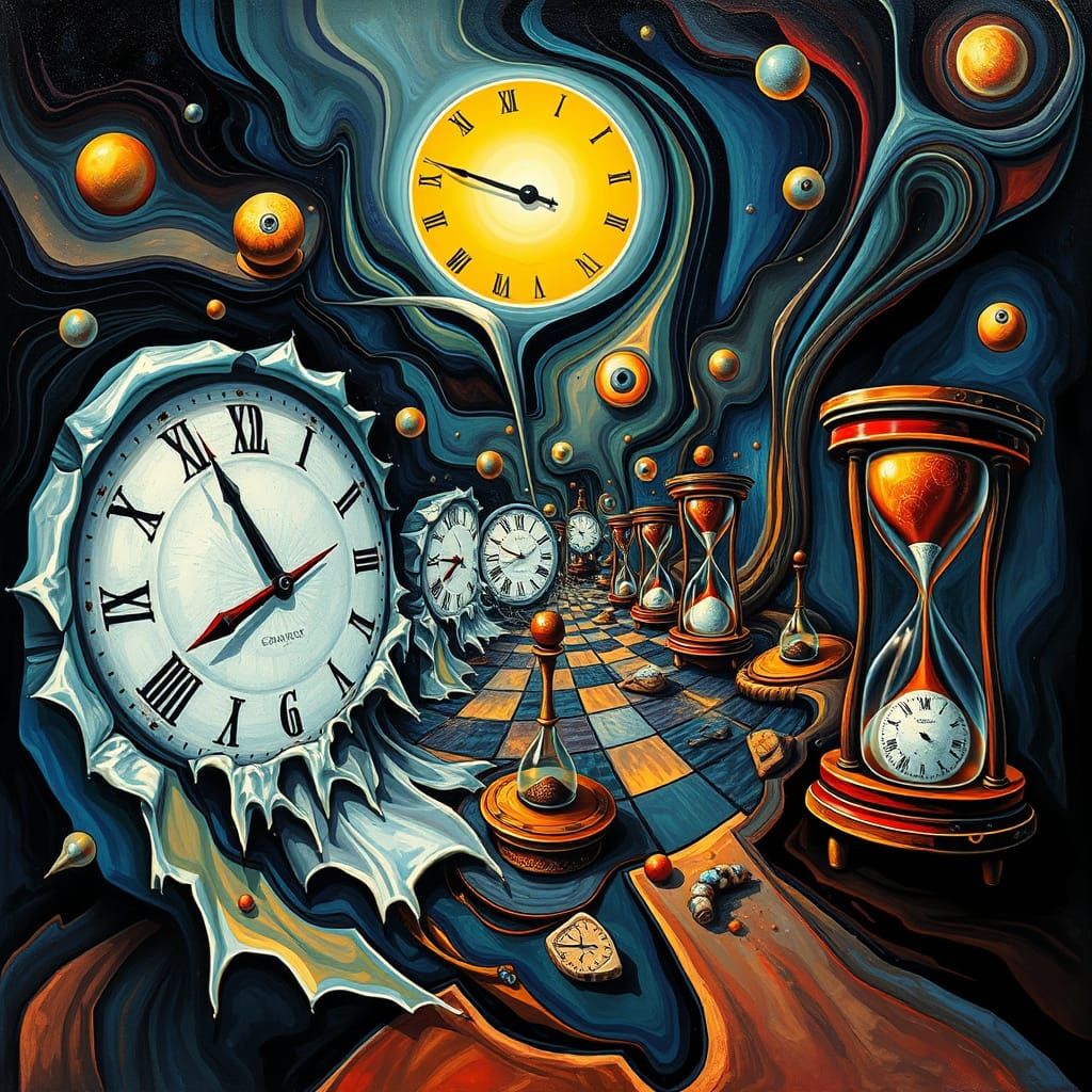 Time Unravels in Vibrant Surrealist Abstraction