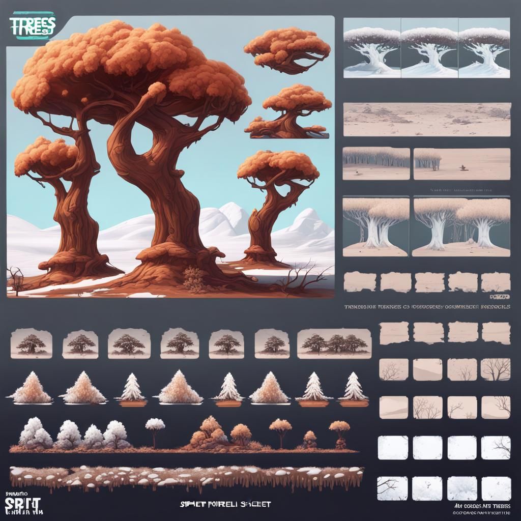 Retro Winter Game Trees in Detailed Matte Painting