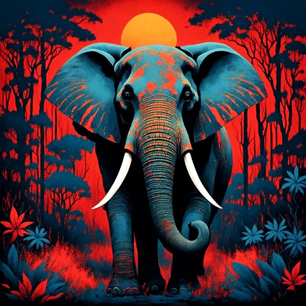 Surreal Elephant in Thailand Jungle Art