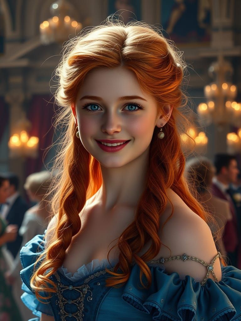 Lady in Grand Ball Gown, 1800s Era Fantasy Portrait