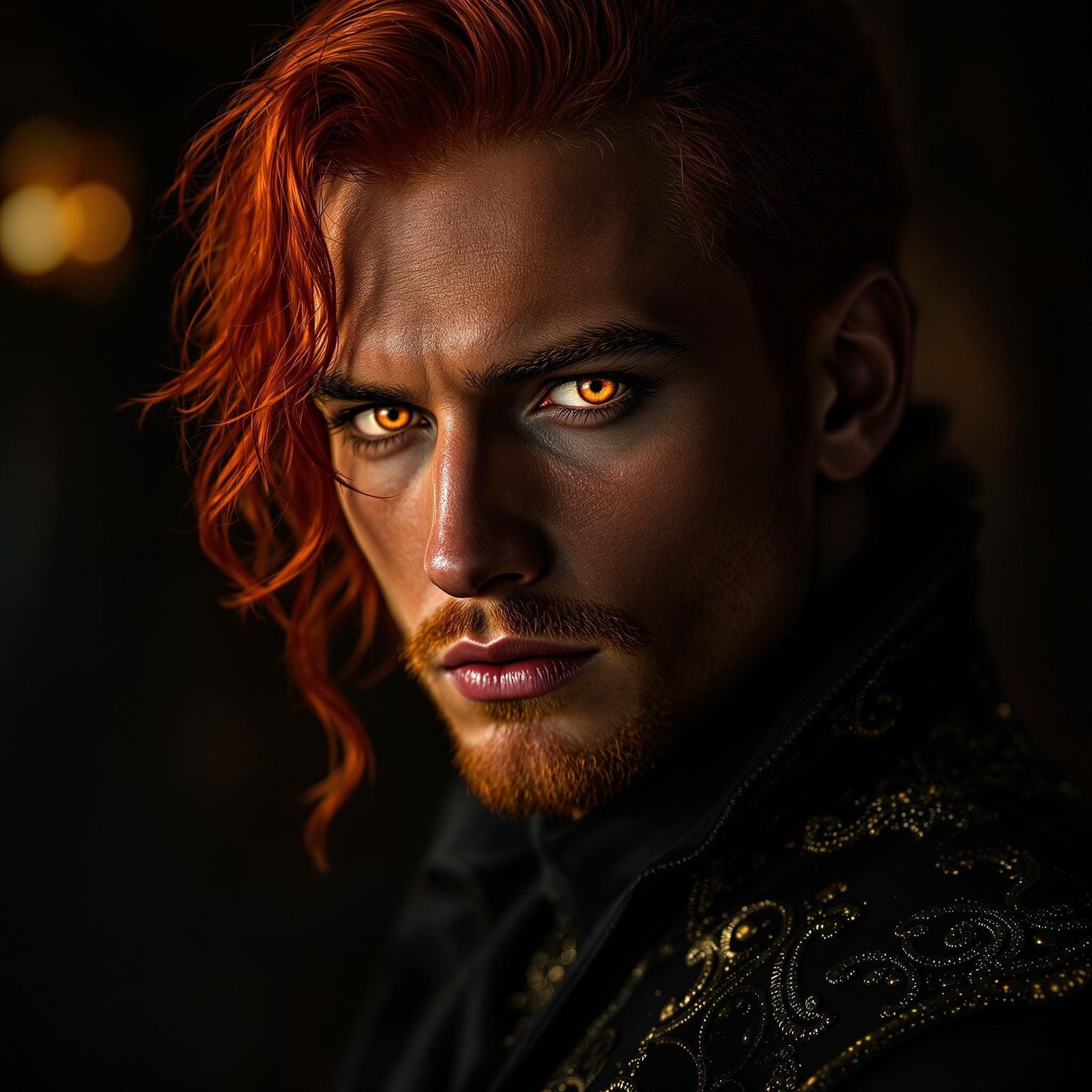 The Ember: Red-Haired Courtesan in Dramatic Lighting