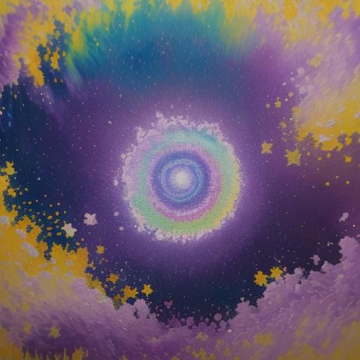 Rainbow Lit Poem on Golden Scroll in Neo-Impressionism