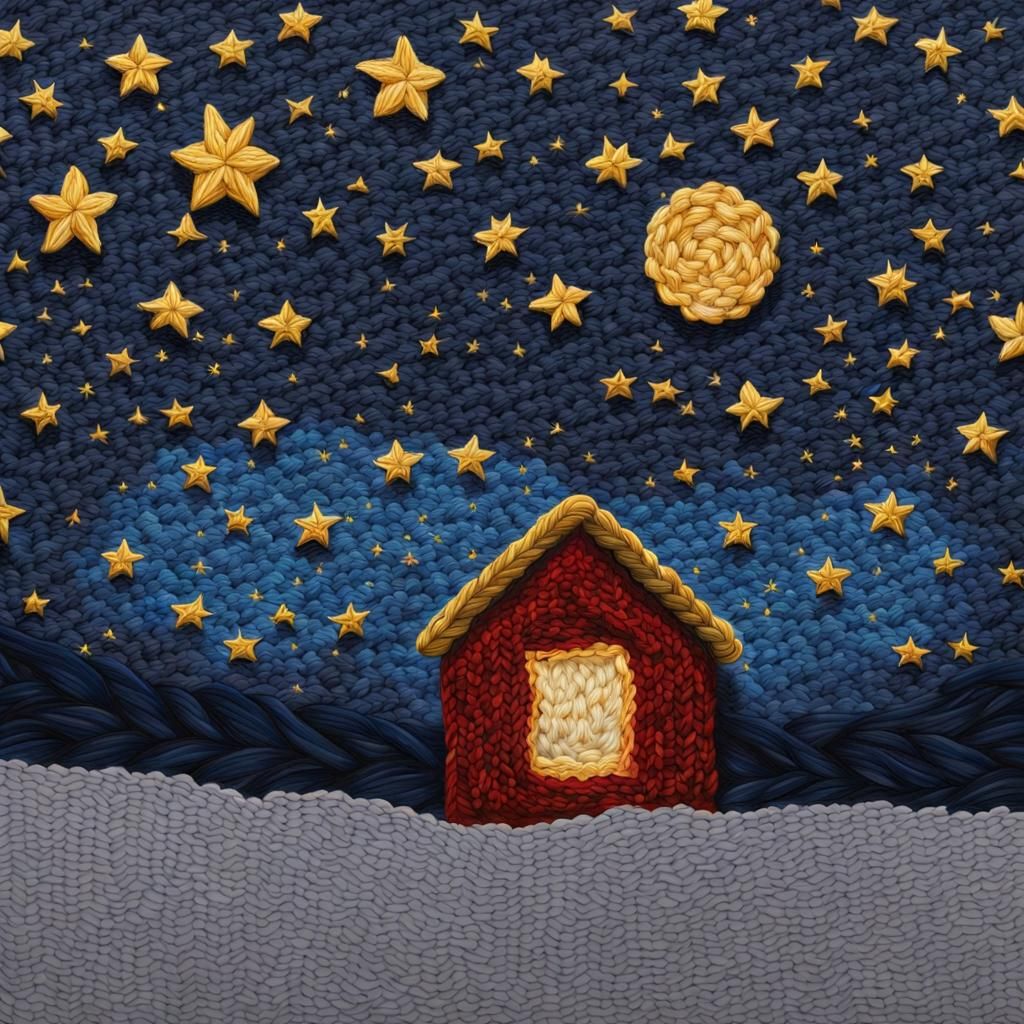 Knitted Starry Night Texture Art