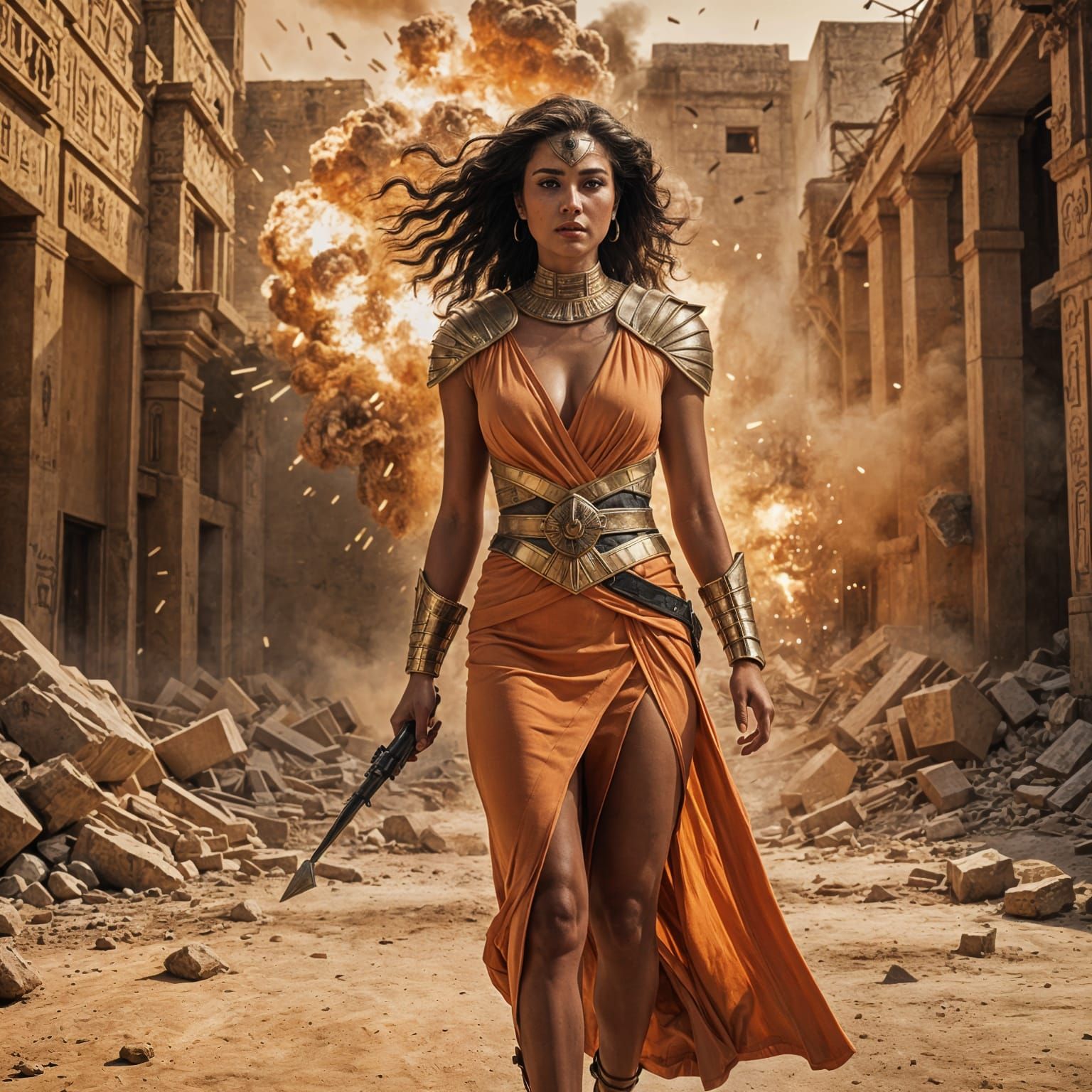 Egyptian Warrior Superhero Walks Away From Explosion