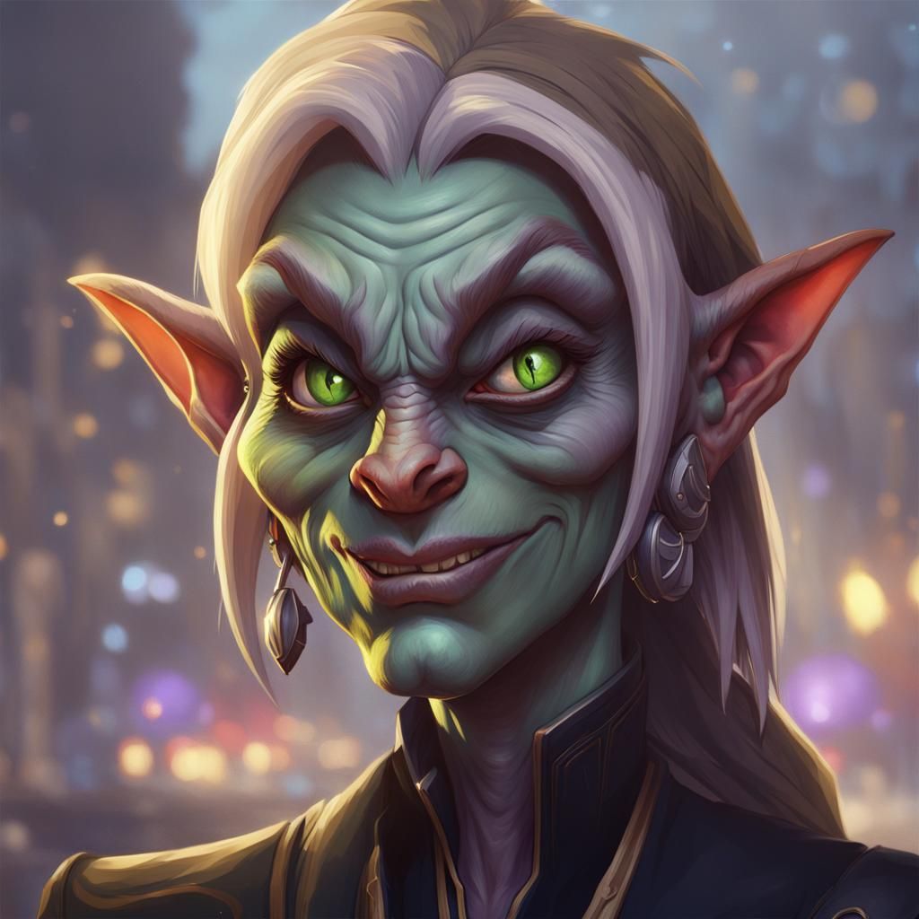 World of Warcraft Goblin in Hyperdetailed Portrait