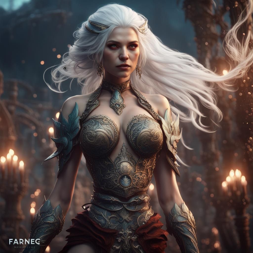 Enchanting White-Haired Siren in Detailed Fantasy Art
