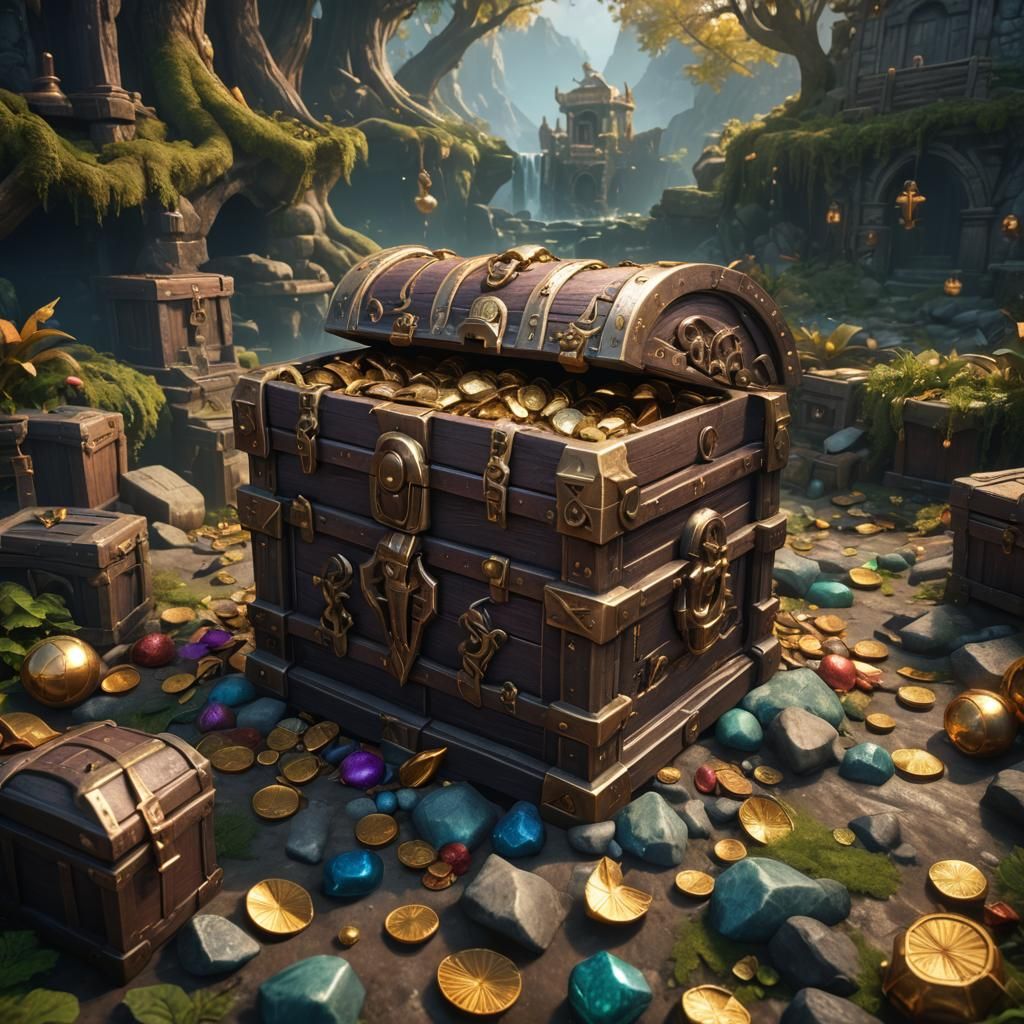 Fantastical Treasure Chest in Detailed Matte Painting