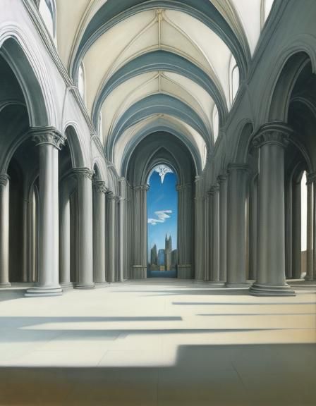 Surreal Cathedral Interior in Dali Style