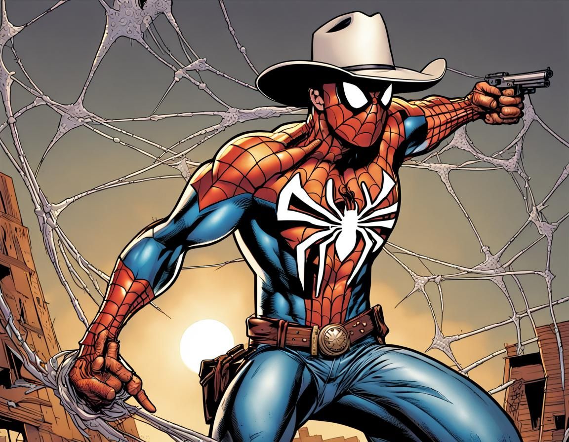 Western Cowboy Spider-Man Shoots Bullet Webs