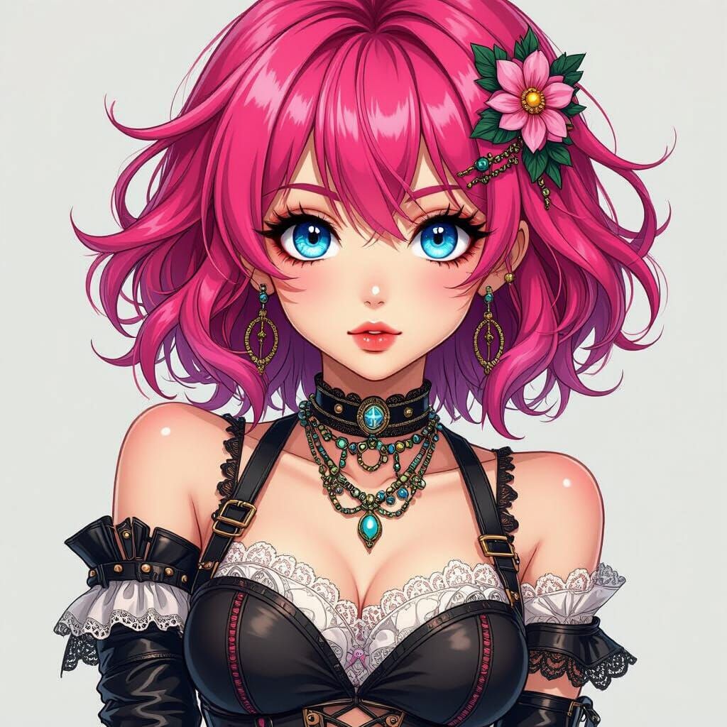 Anime Girl Portrait in Surrealist Style