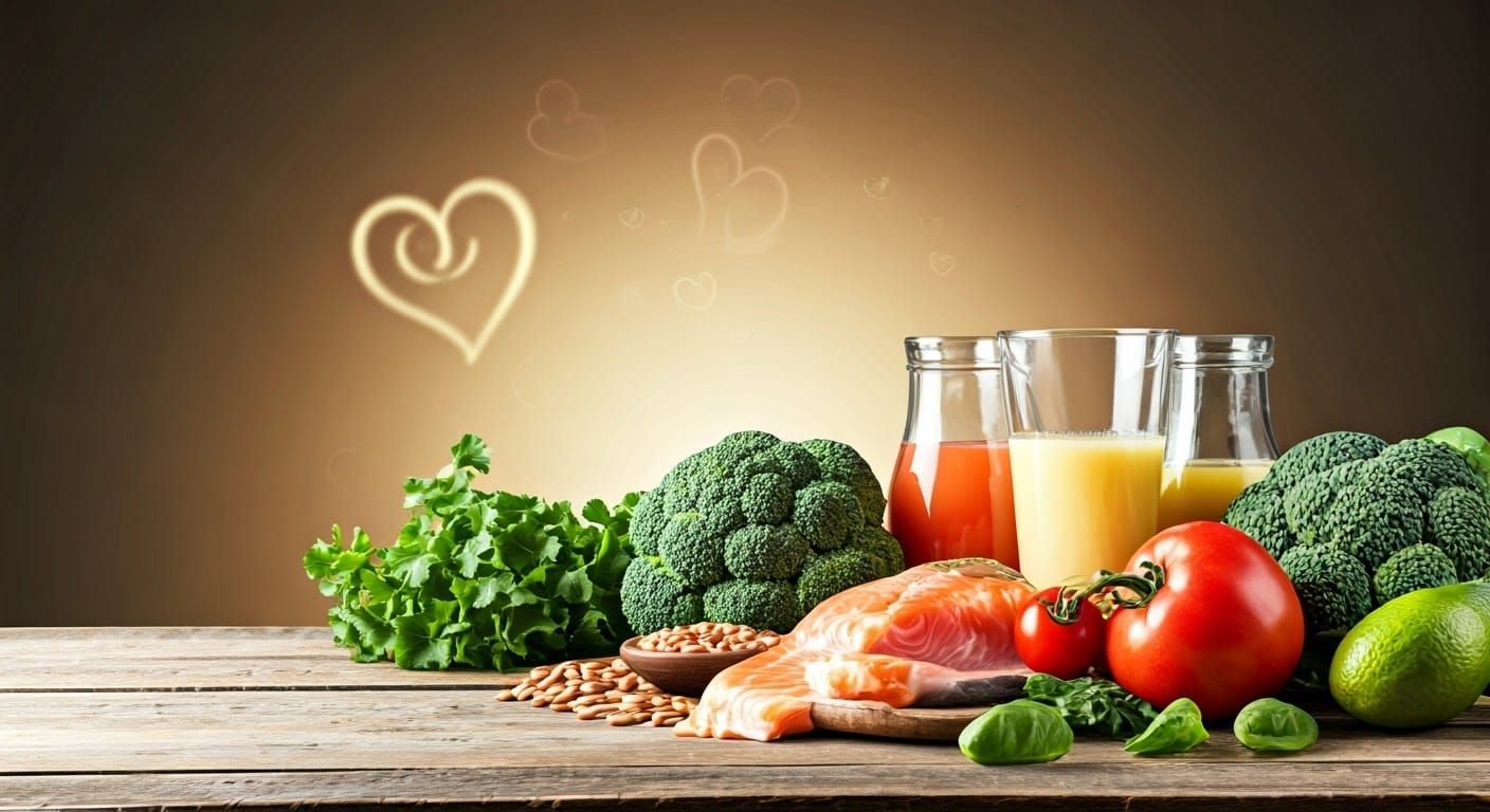 Vibrant Still Life of Wholesome Food and Delicate Hearts