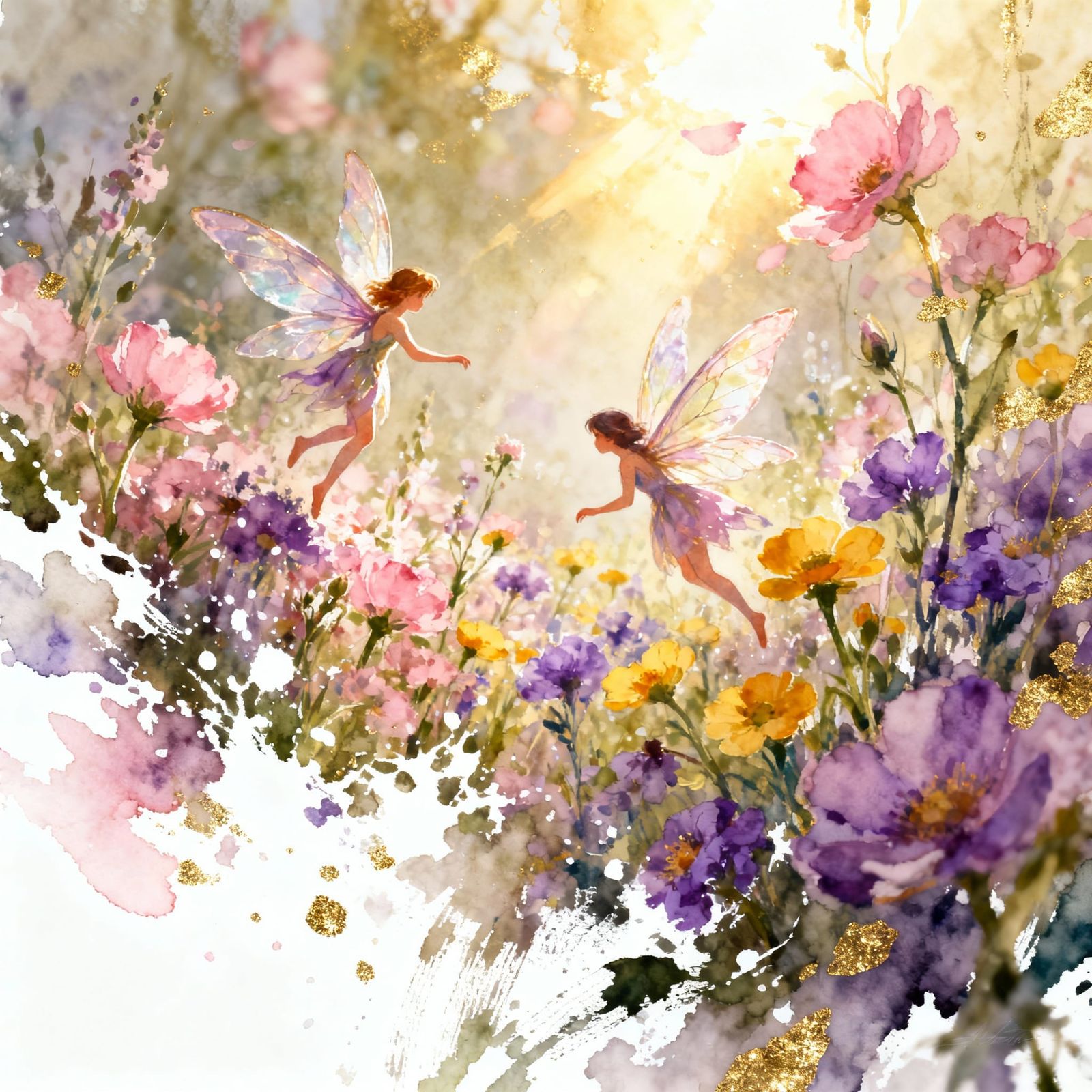 Fairies in Sunlit Fairytale Scene